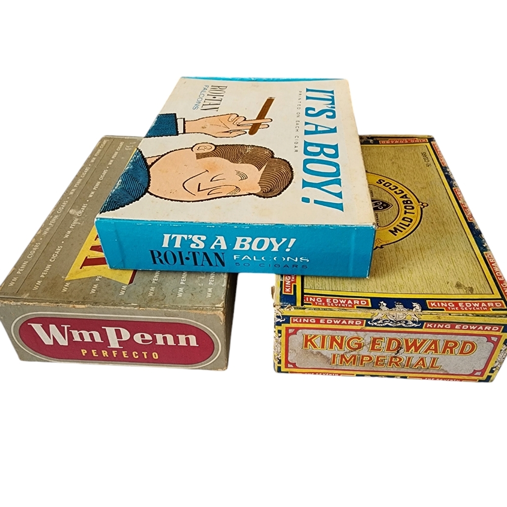 Vintage 3 cigar boxes different brands
